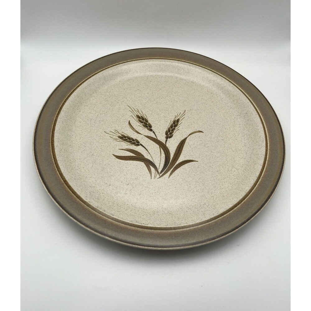 Vintage Sears "Autumn Wheat" 12 1/4 Inch Chop Stoneware Plate Made In Japan